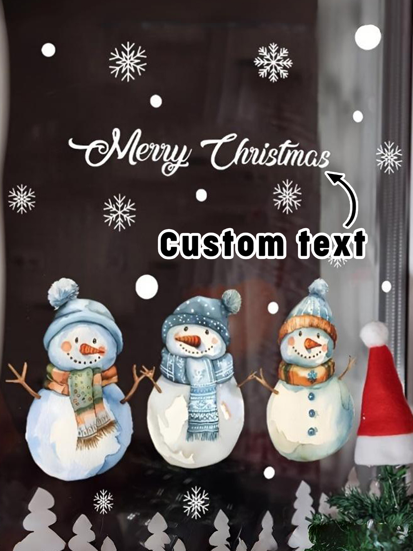 Custom Snowman Christmas Window Stickers